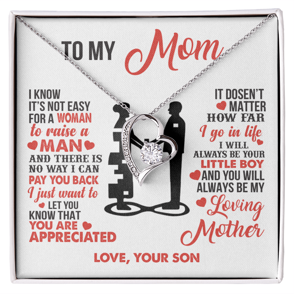 To My Mom - I’m Your Little Boy - Heart Necklace
