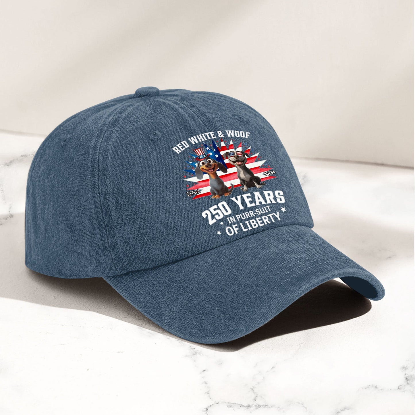 250 Years In Purr-Suit Of Liberty - Personalized Distressed Denim Cap