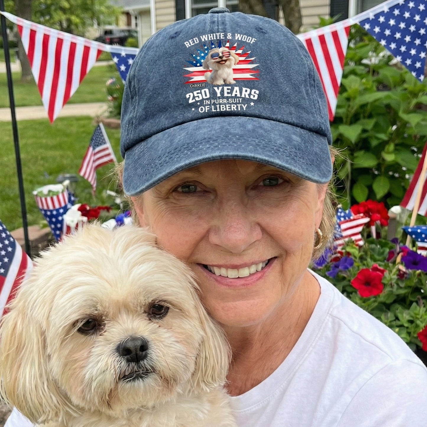 250 Years In Purr-Suit Of Liberty - Personalized Distressed Denim Cap