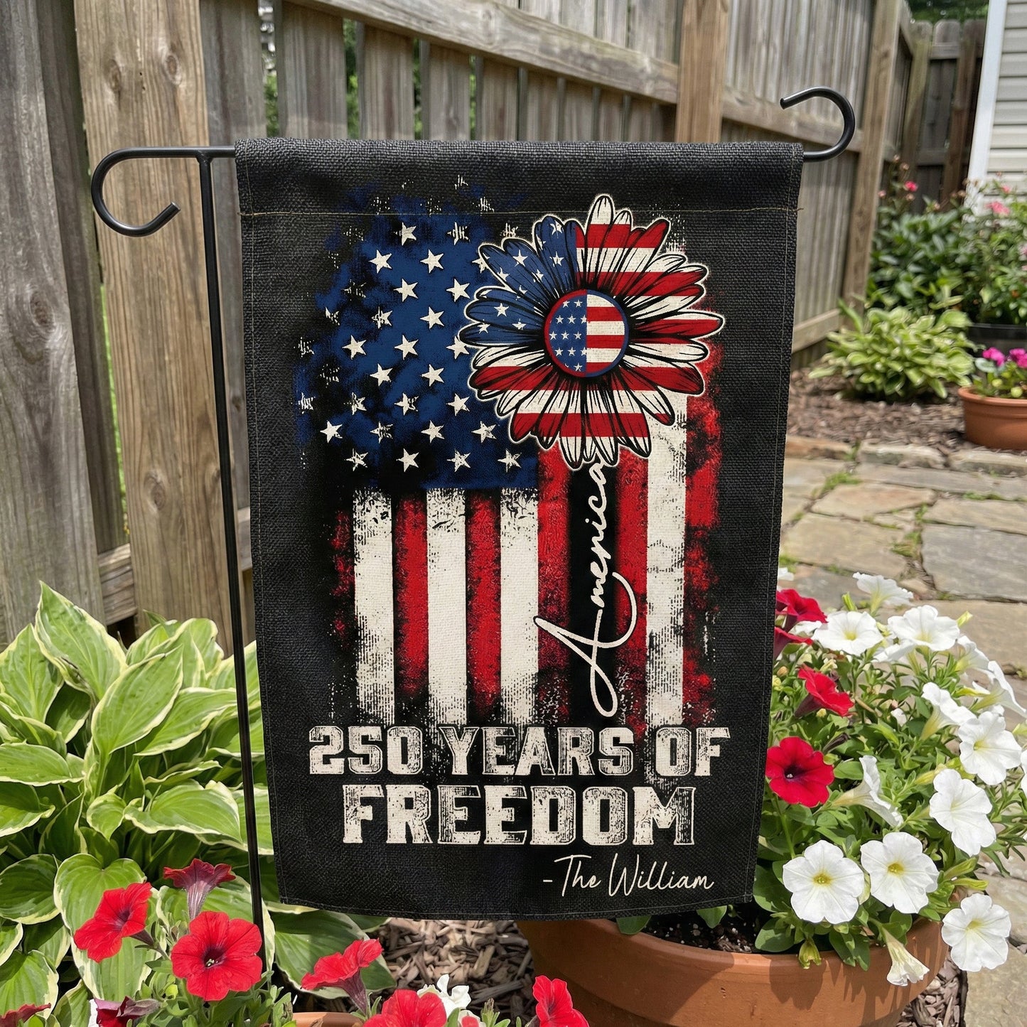 250 Years Of Freedom Patriotic Sunflower - Personalized Flag