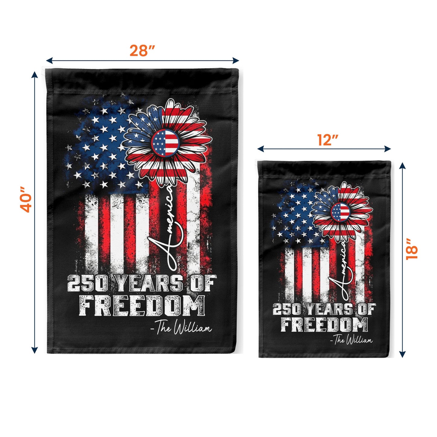 250 Years Of Freedom Patriotic Sunflower - Personalized Flag