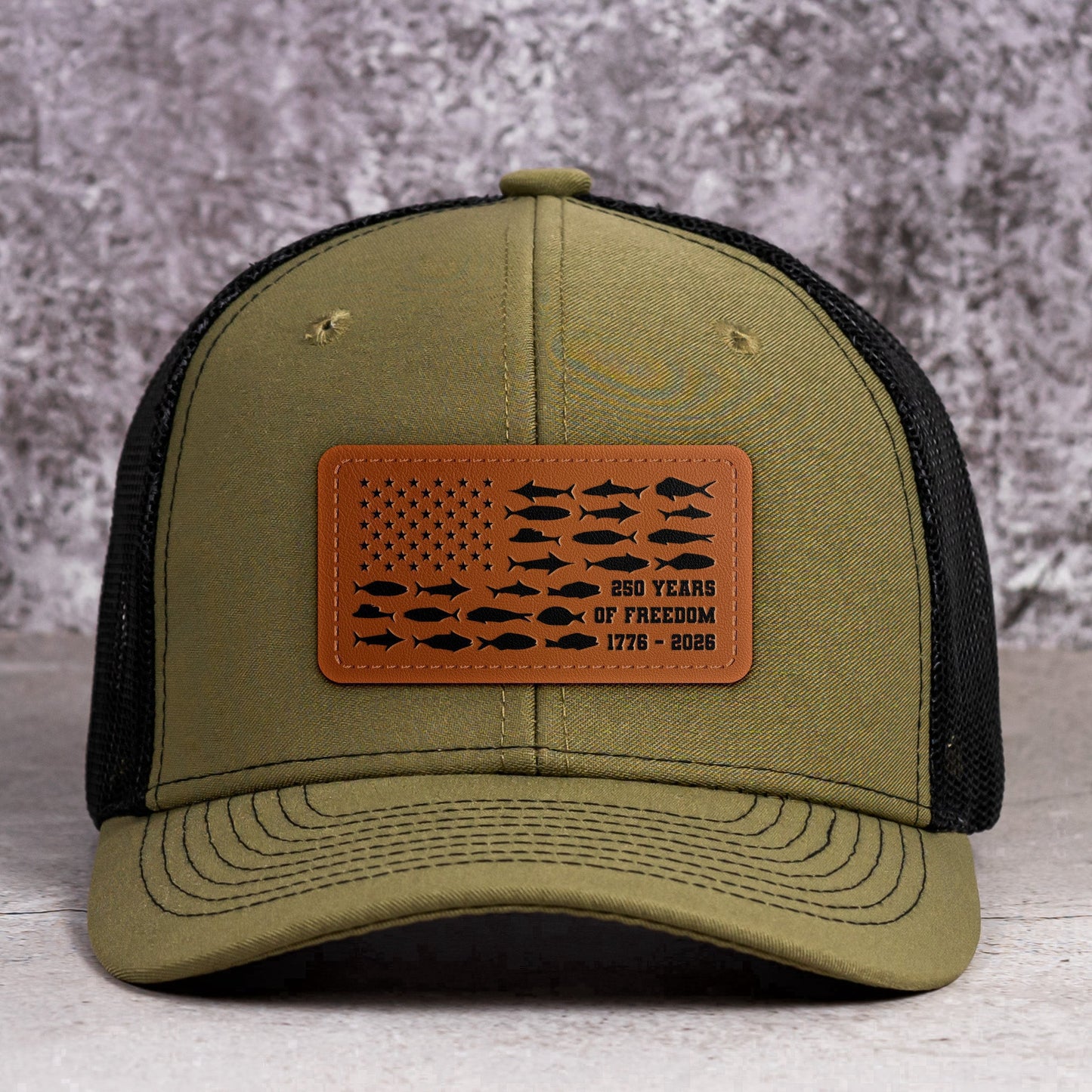 250 Years Of Freedom Fishing USA Flag - Cap