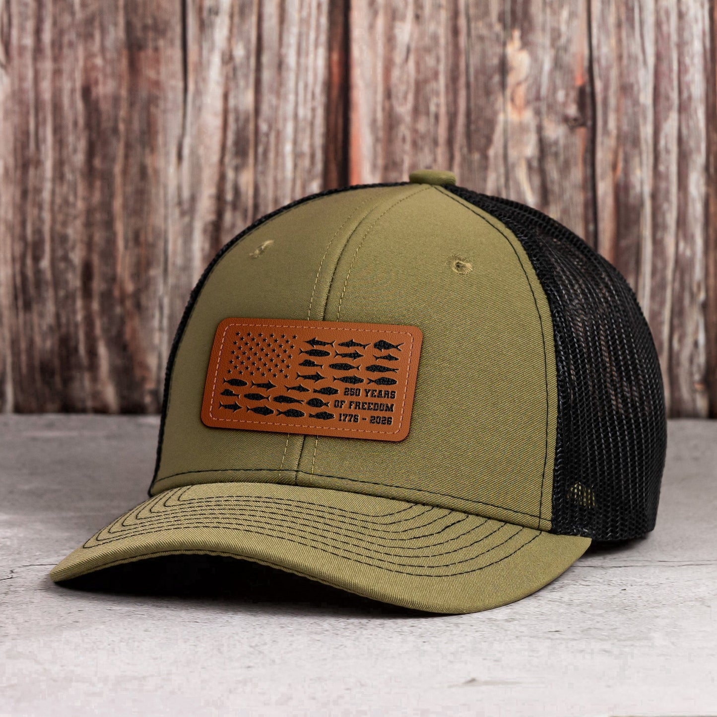 250 Years Of Freedom Fishing USA Flag - Cap