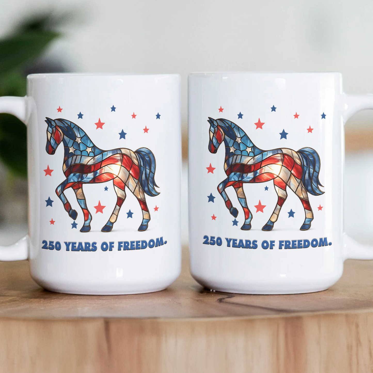 250 Years Of Freedom Horse Lovers Stained Glass Print - Mug