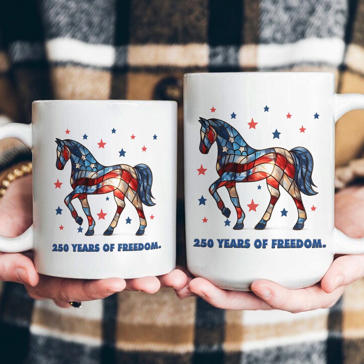 250 Years Of Freedom Horse Lovers Stained Glass Print - Mug