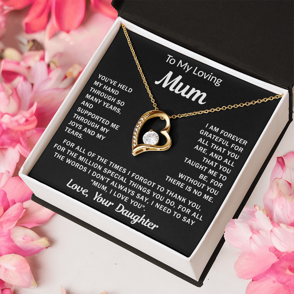 To My Loving Mum, your Daughter - Heart Necklace