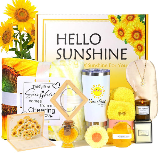 Sunshine Care Package – 11 - Piece Sunflower Gifts for Her (Get Well, Birthdays & CHEER HER UP!)