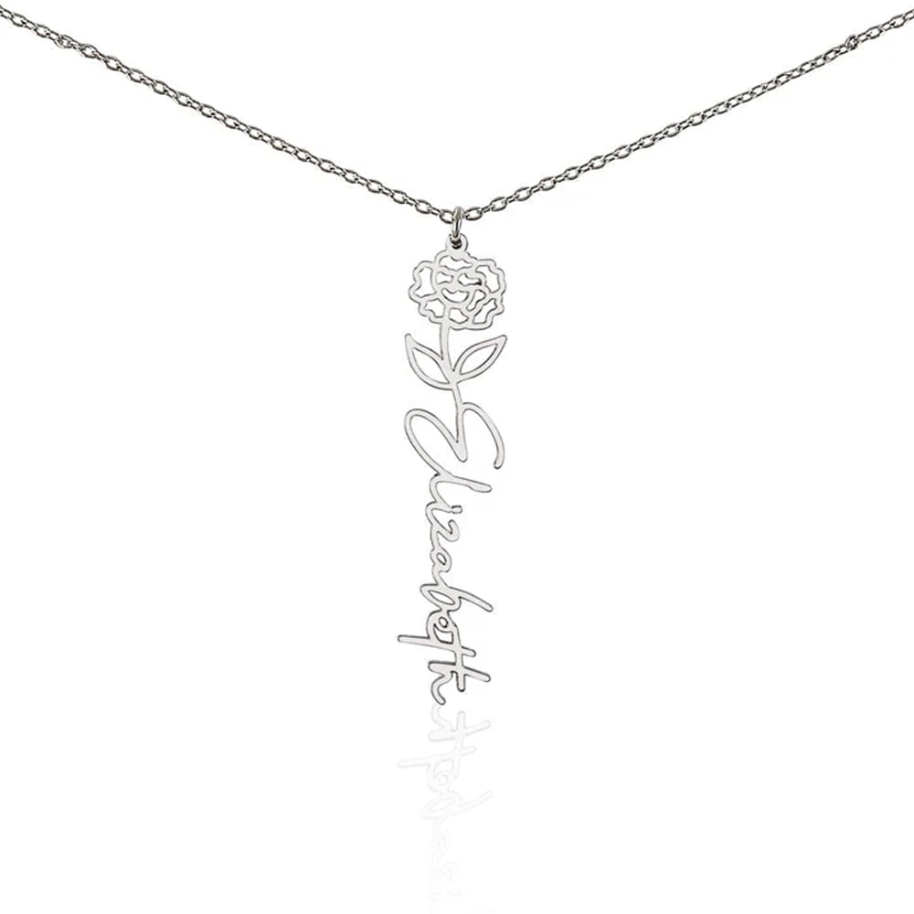 To My Daughter - Birth Flower Name Necklace