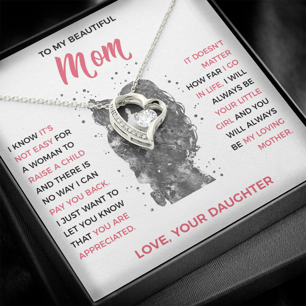 To My Loving Mom - Heart Necklace from Daughter