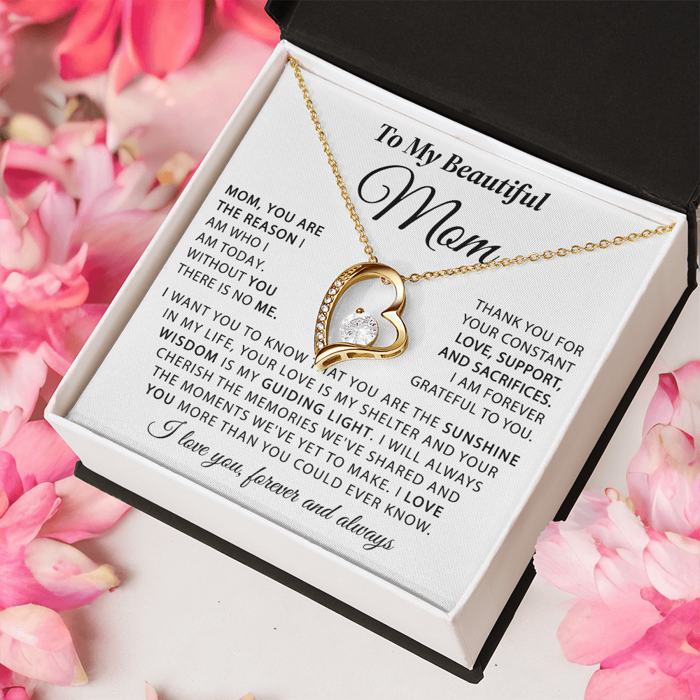 To My Beautiful Mom - The Sunshine in My Life - Heart Necklace