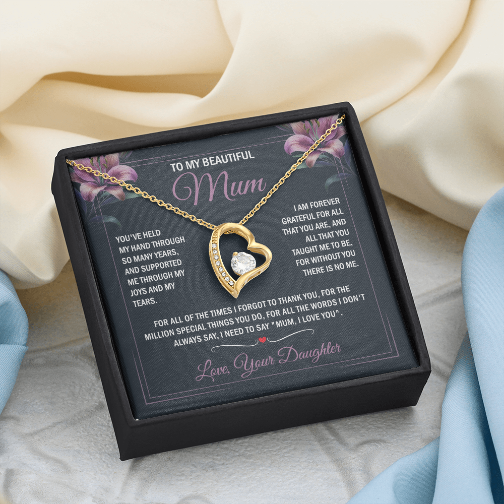 To My Beautiful Mum - Joy & Tears - Heart Necklace