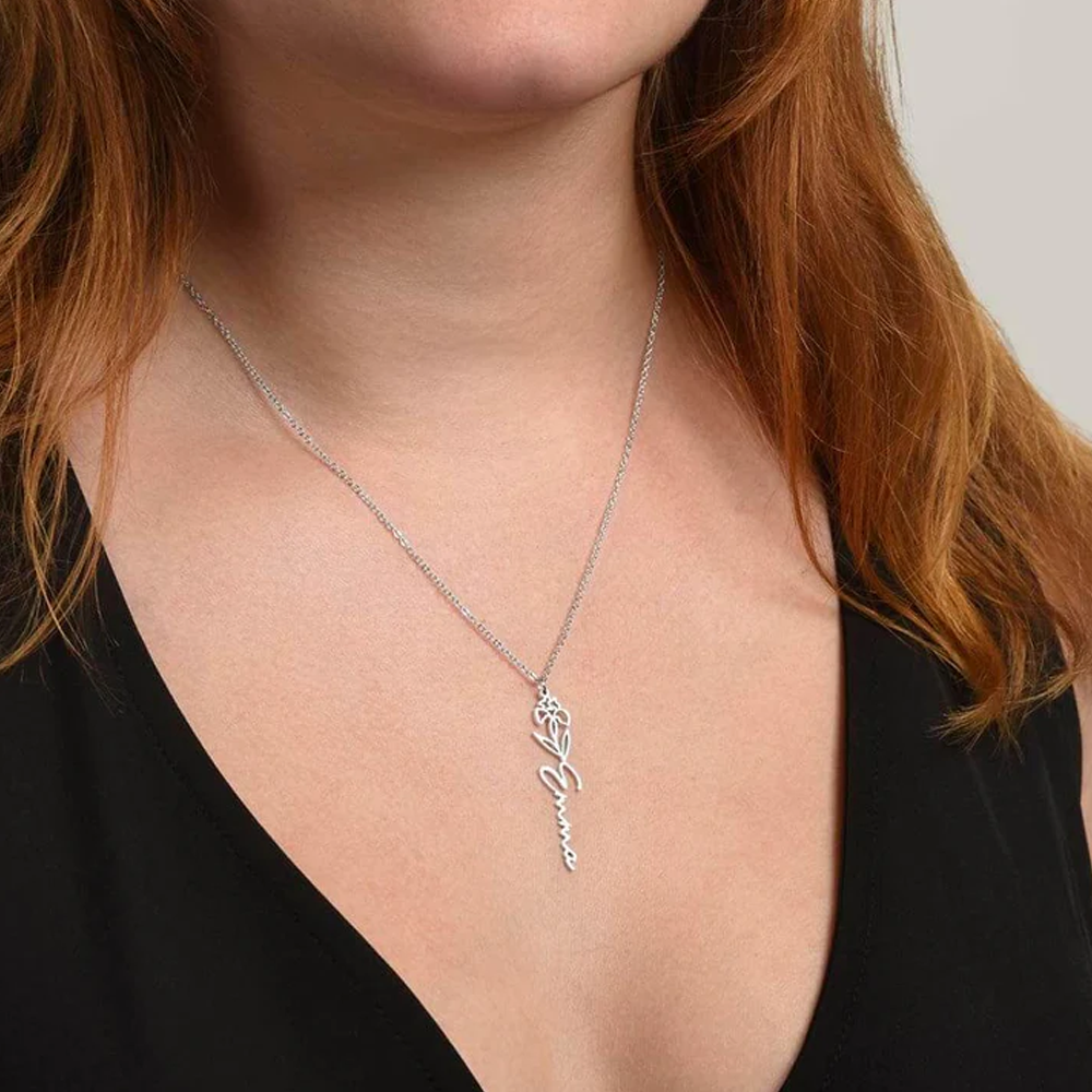 To my Daughter - Never forget - Birth Flower Name Necklace