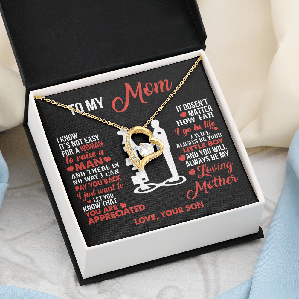 To My Mom - Your Little Boy - Heart Necklace