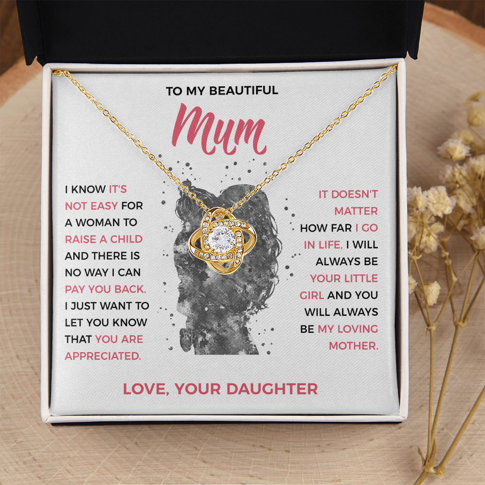 To My Loving Mum - knot Necklace from Daughter