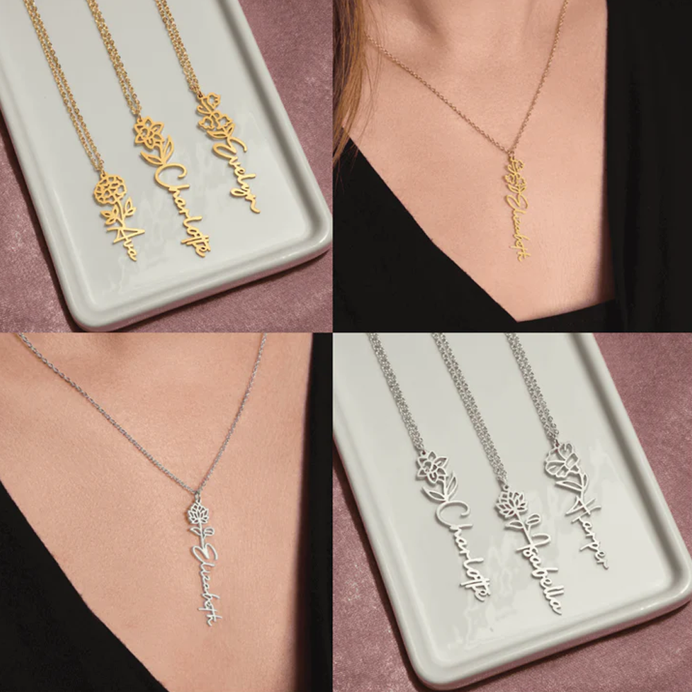To My Daughter - Birth Flower Name Necklace