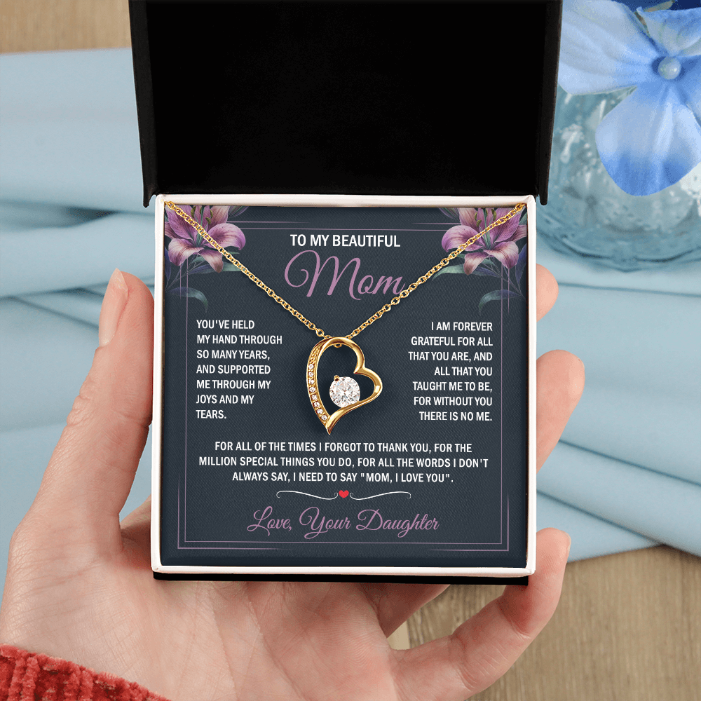 To My Beautiful Mom - Joy & Tears - Heart Necklace