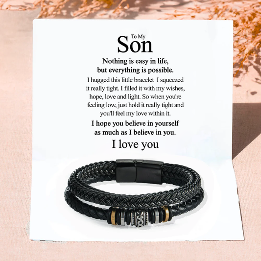 To my Son - I hugged this bracelet with my love