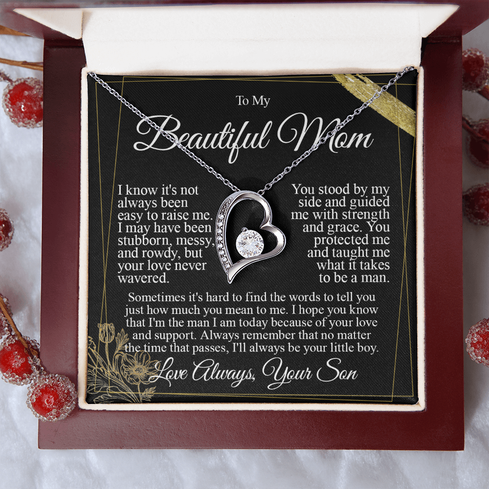 To My Mom - I Love You from Son - Heart Necklace