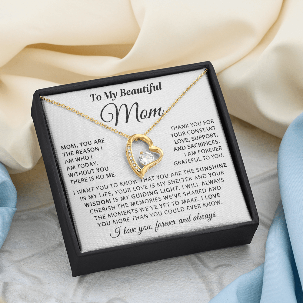 To My Beautiful Mom - The Sunshine in My Life - Heart Necklace