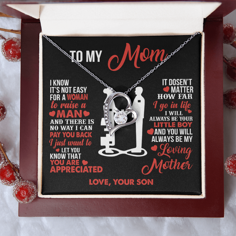 To My Mom - Your Little Boy - Heart Necklace