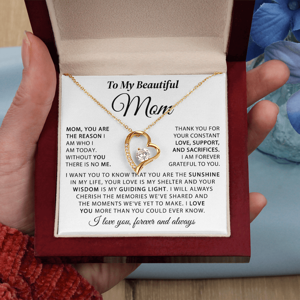 To My Beautiful Mom - The Sunshine in My Life - Heart Necklace