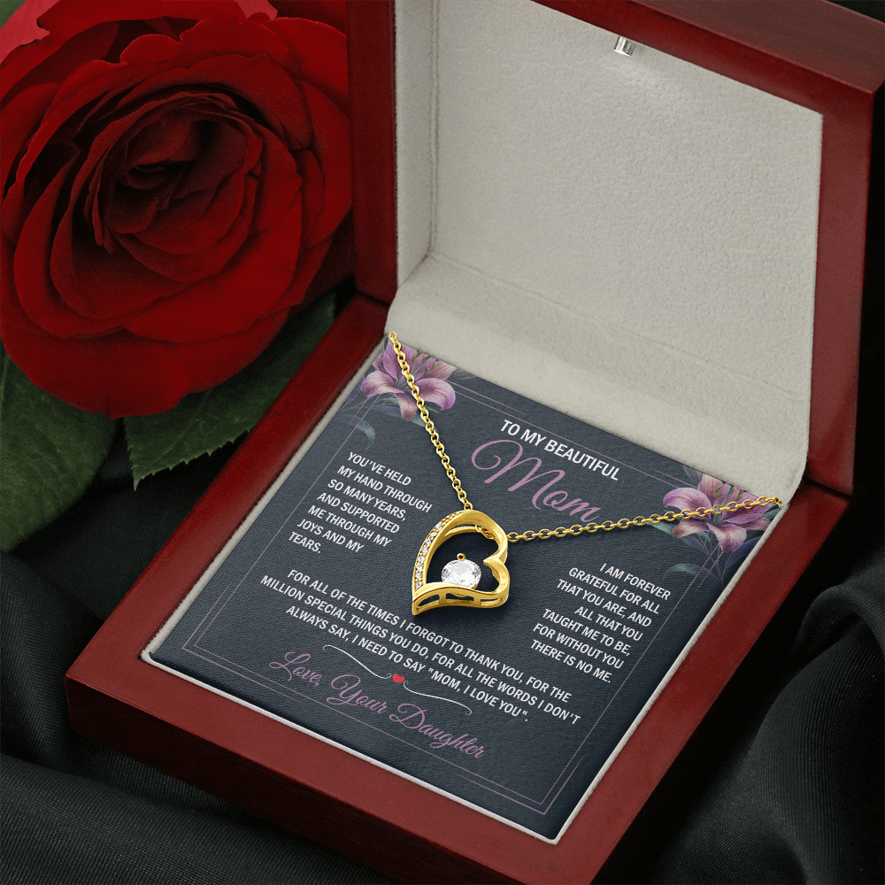 To My Beautiful Mom - Joy & Tears - Heart Necklace