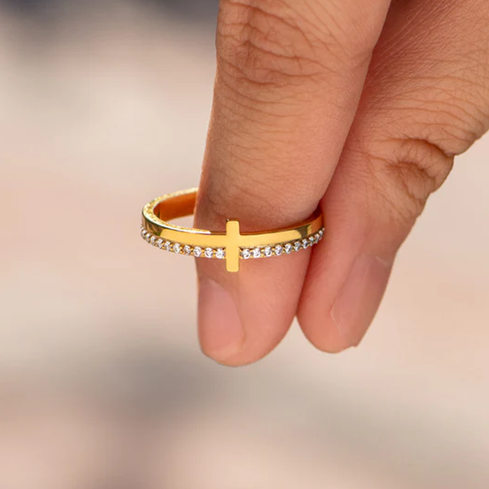 Dear Daughter - Never Quit Golden Cross Ring