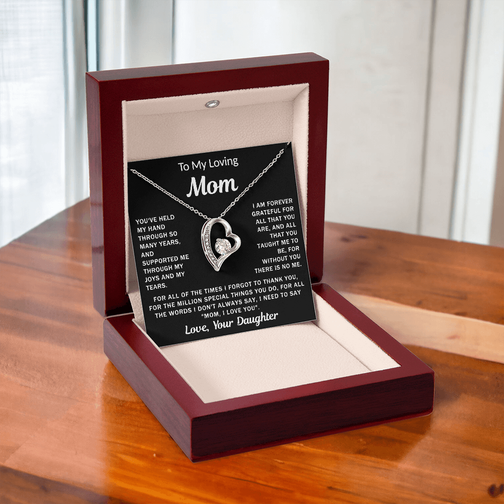 To My Loving Mom, your Daughter - Heart Necklace