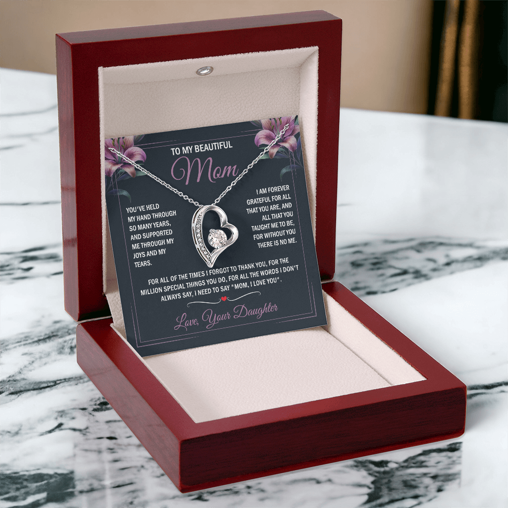 To My Beautiful Mom - Joy & Tears - Heart Necklace
