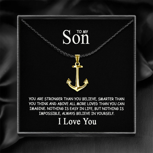 To my Son - Anchor pendant - Gold