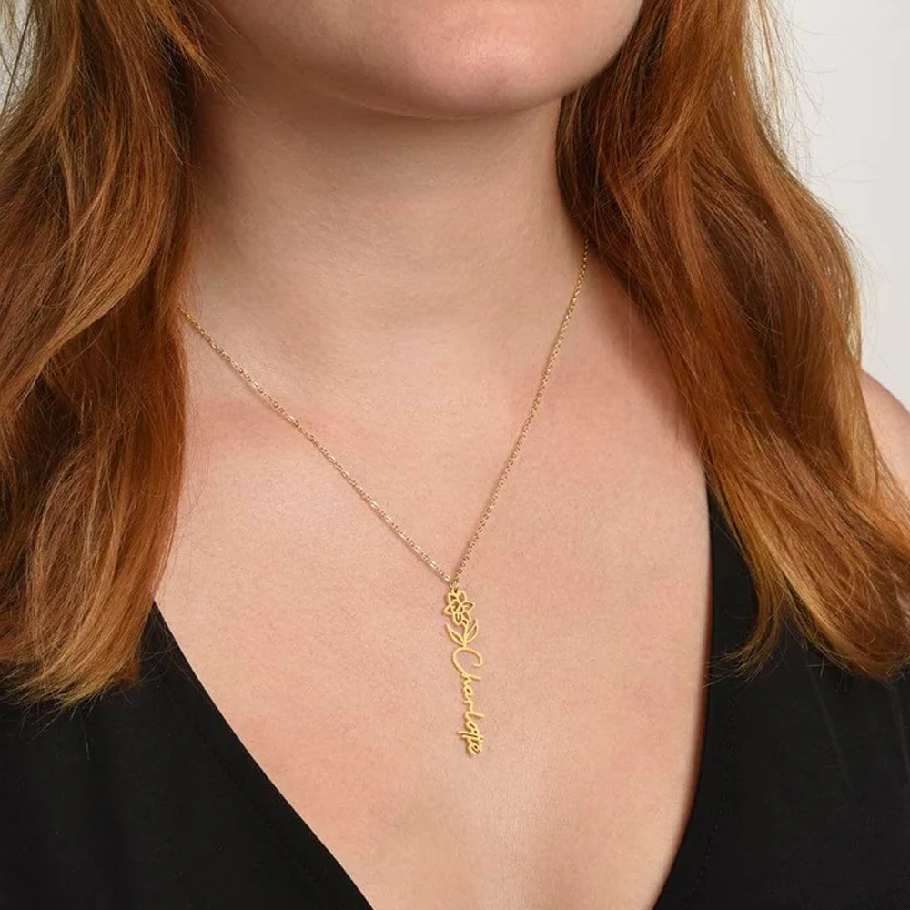 To My Daughter - Birth Flower Name Necklace