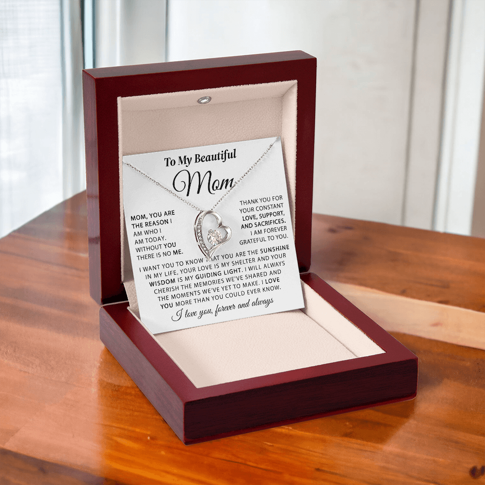 To My Beautiful Mom - The Sunshine in My Life - Heart Necklace