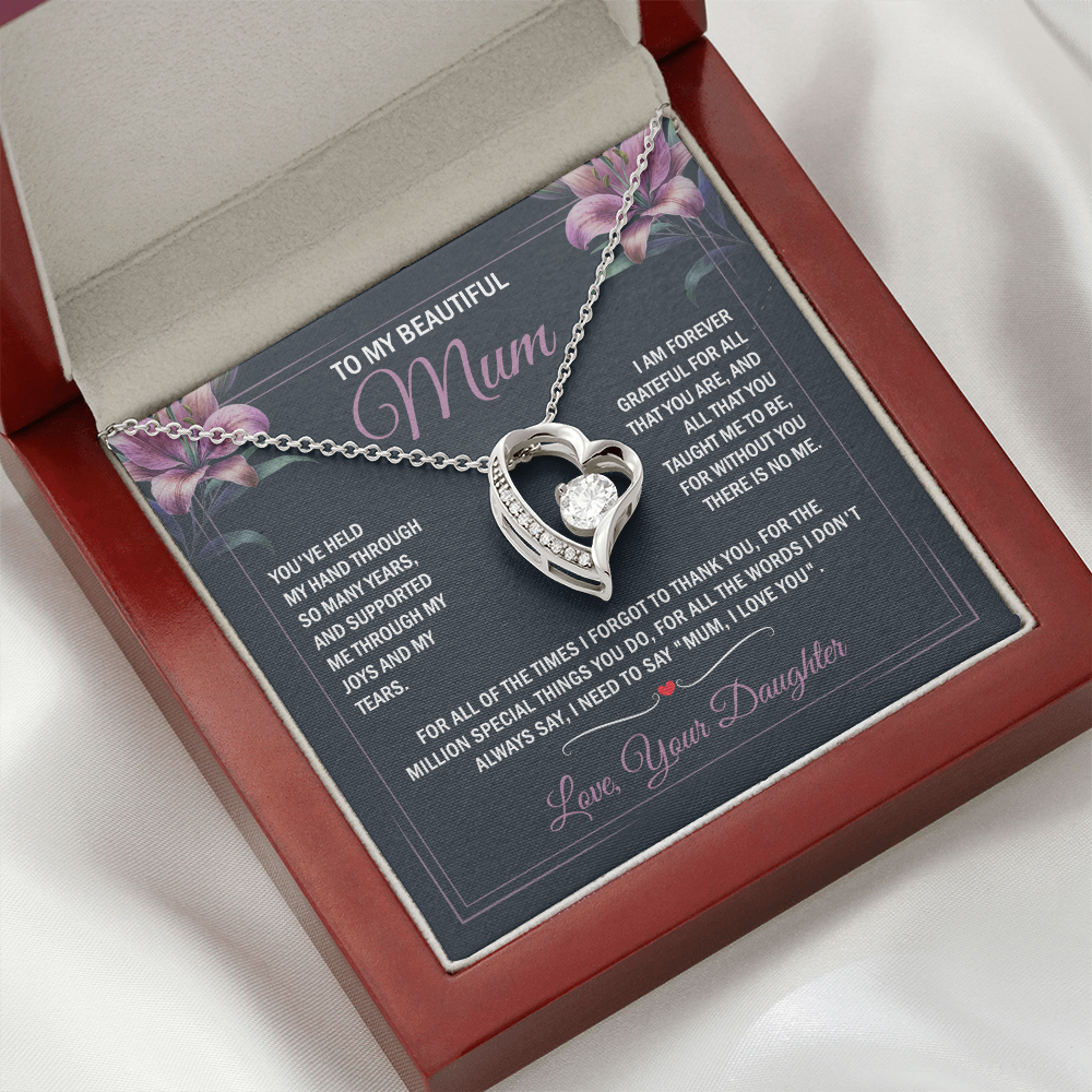 To My Beautiful Mum - Joy & Tears - Heart Necklace