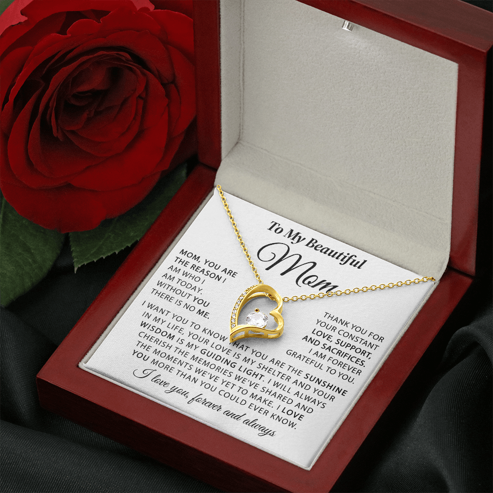 To My Beautiful Mom - The Sunshine in My Life - Heart Necklace