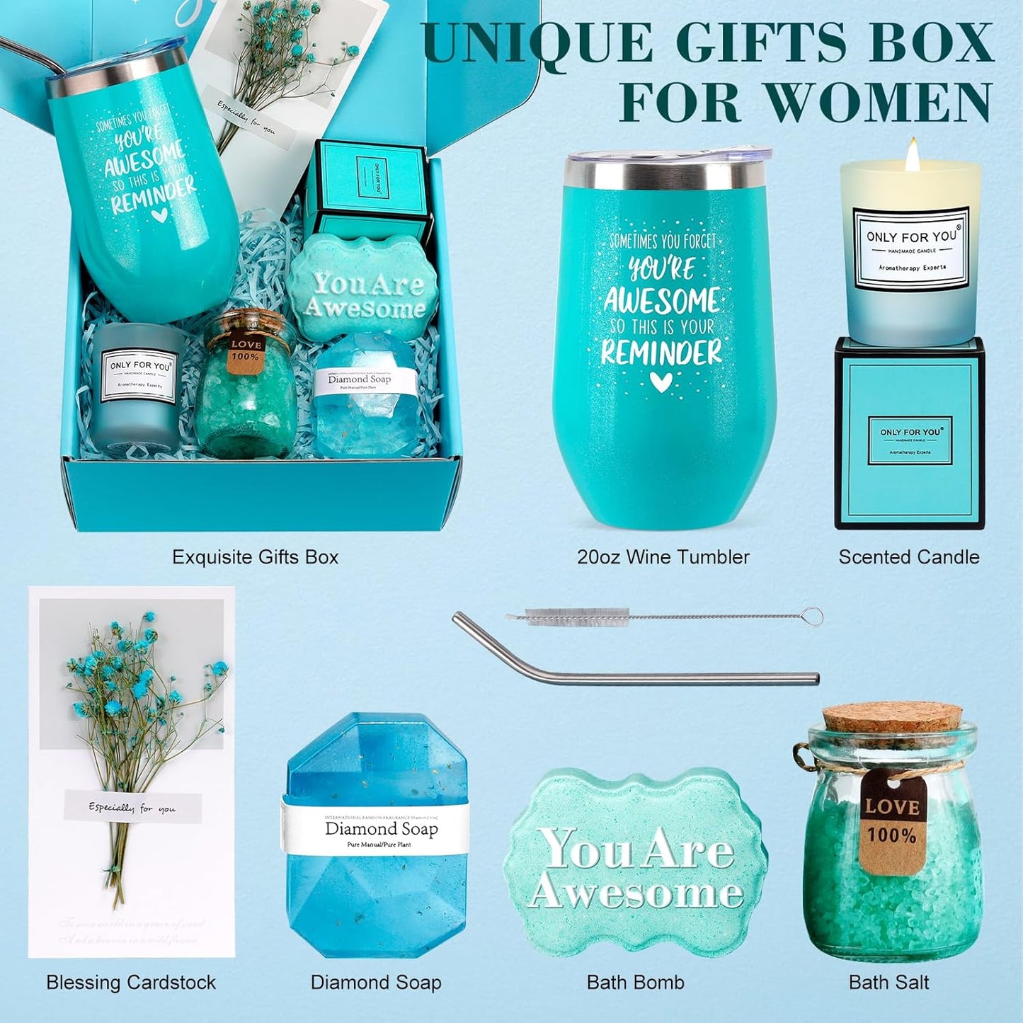 Unique Relaxing Spa Gift Basket Set – Perfect Birthday Present for Mom, Sister & Friends (Grandma, Wife & Coworkers)