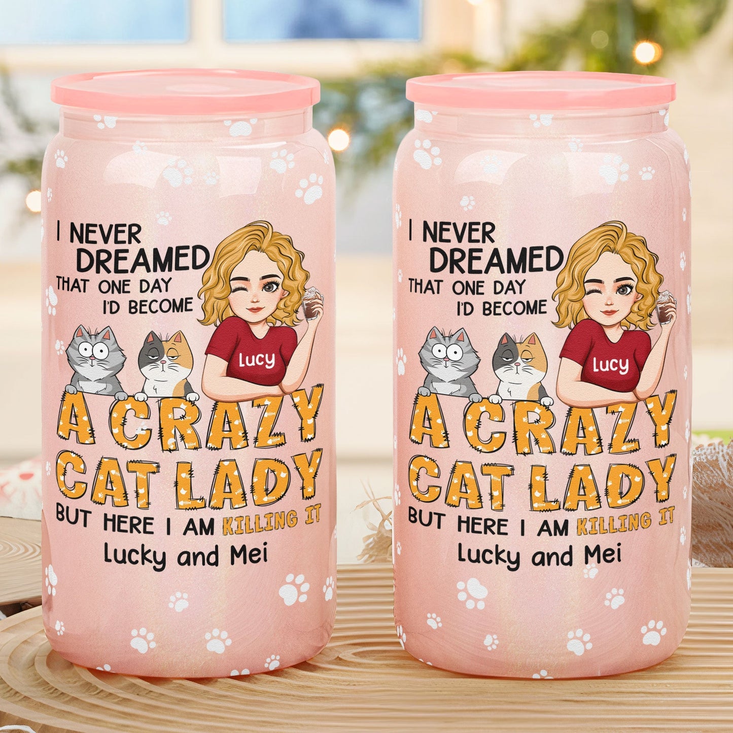 A Crazy Cat Lady - Personalized Shimmer Glass Can