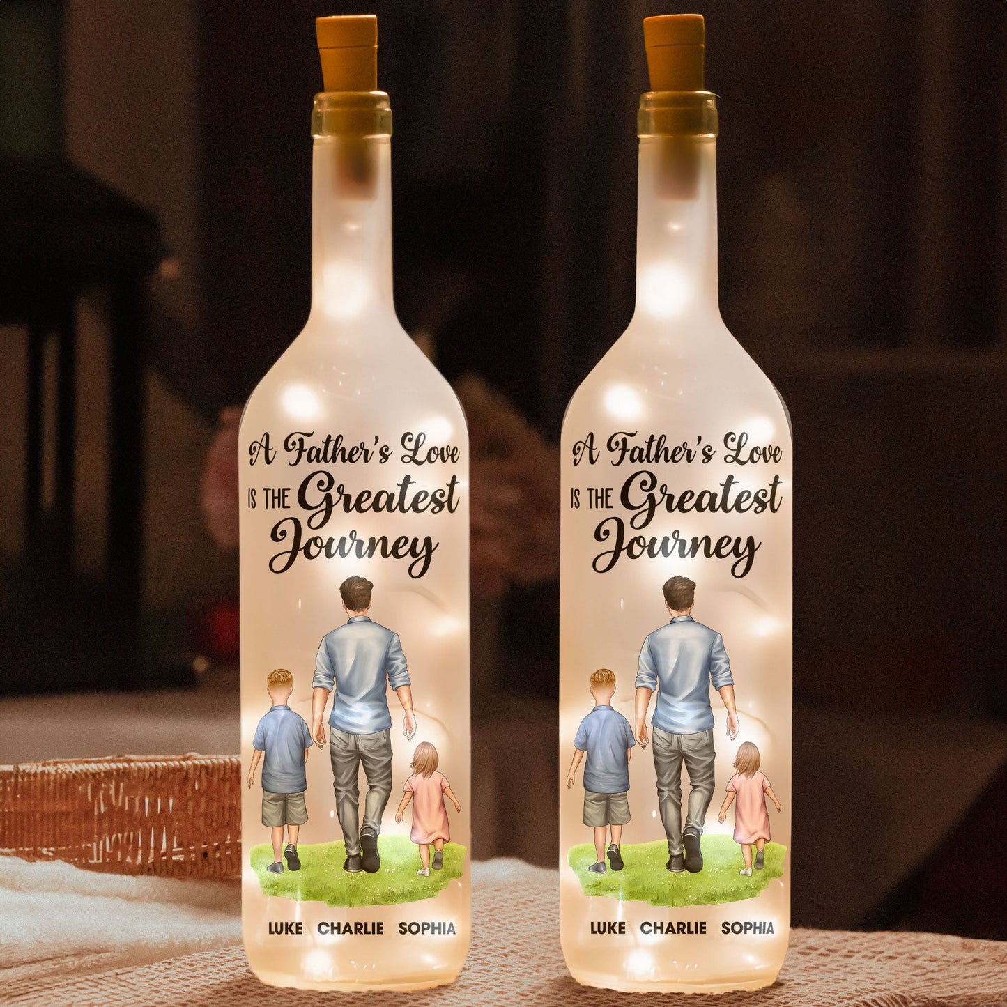 A Father's Love Is The Greatest Journey - Personalized Bottle Lamp