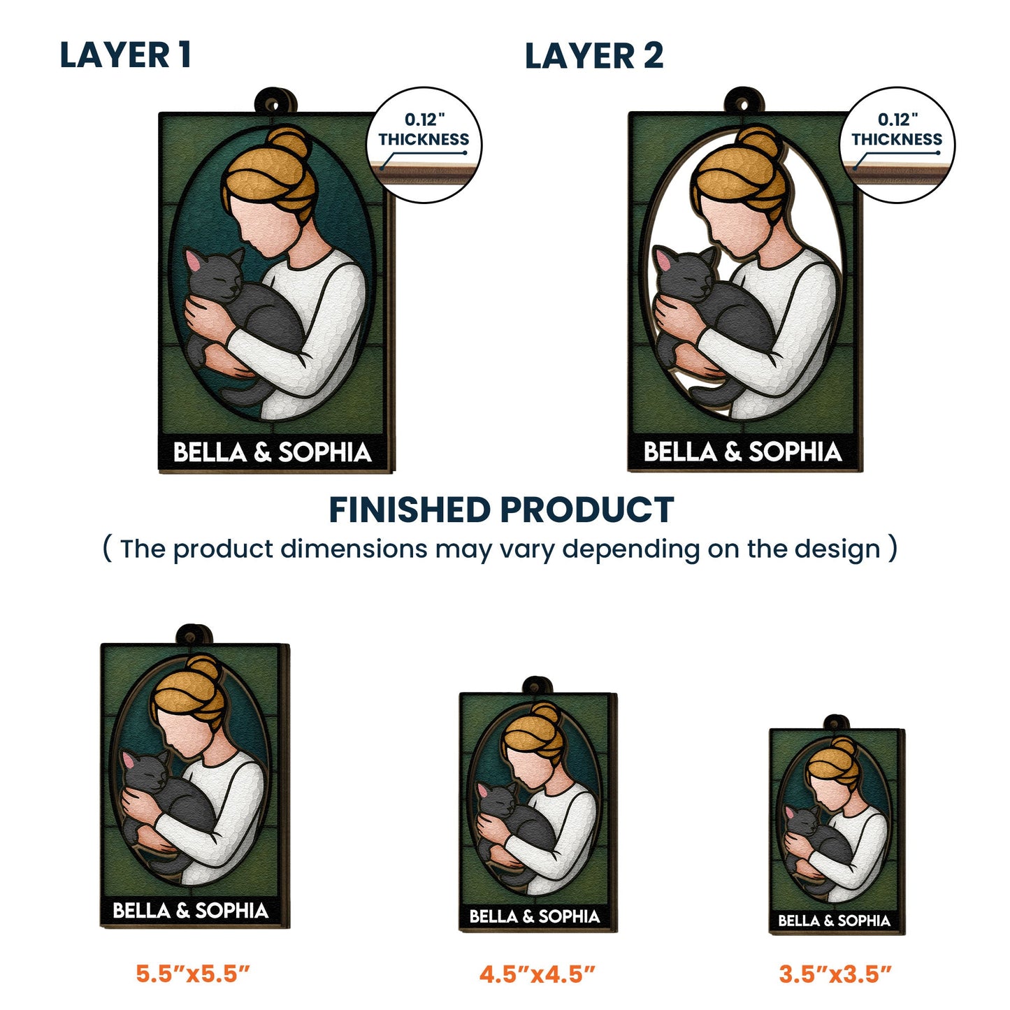 A Girl And Her Cat - Personalized Wooden Ornament