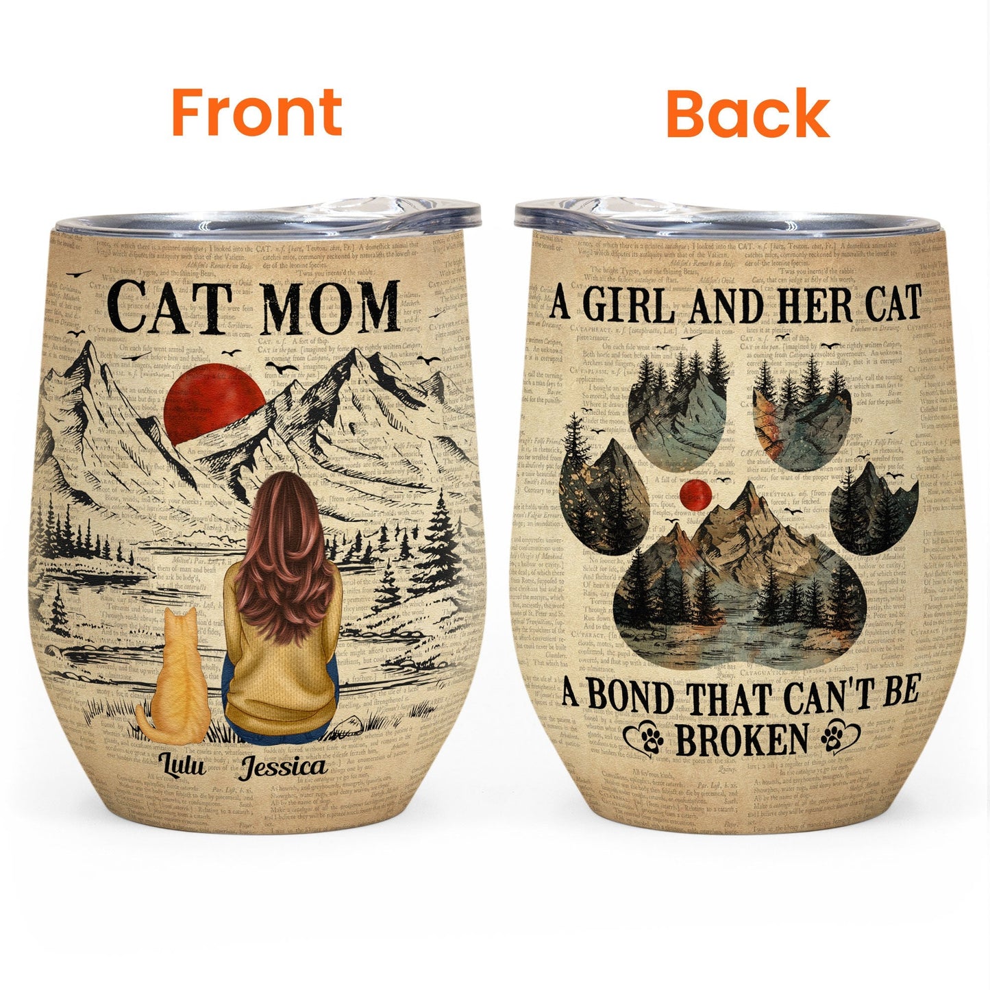 A Girl And Her Cats Unbreakable Bond - Personalized Wine Tumbler