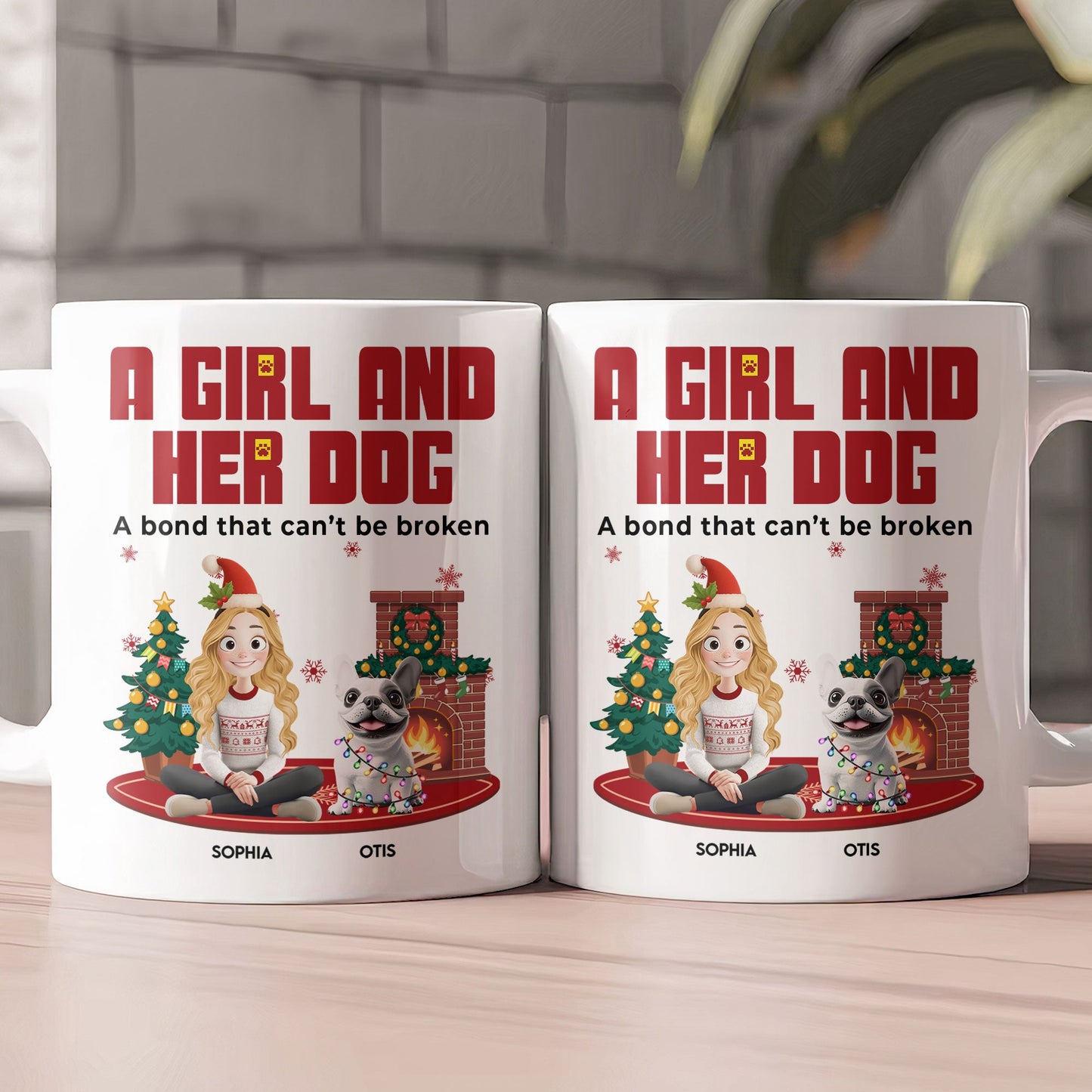A Girl And Her Dog - Xmas Version - Personalized Mug