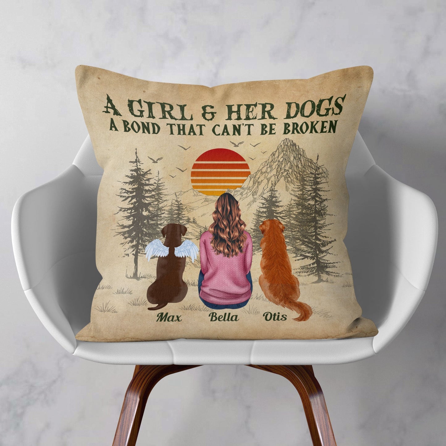 A Girl And Her Dogs Cats Unbreakable Bond - Personalized Pillow (Insert Included)