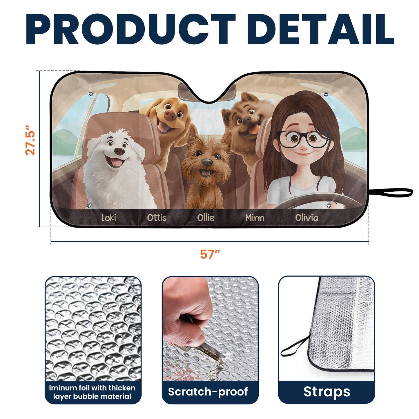 A Girl And Her Dogs - Personalized Car Sun Shade