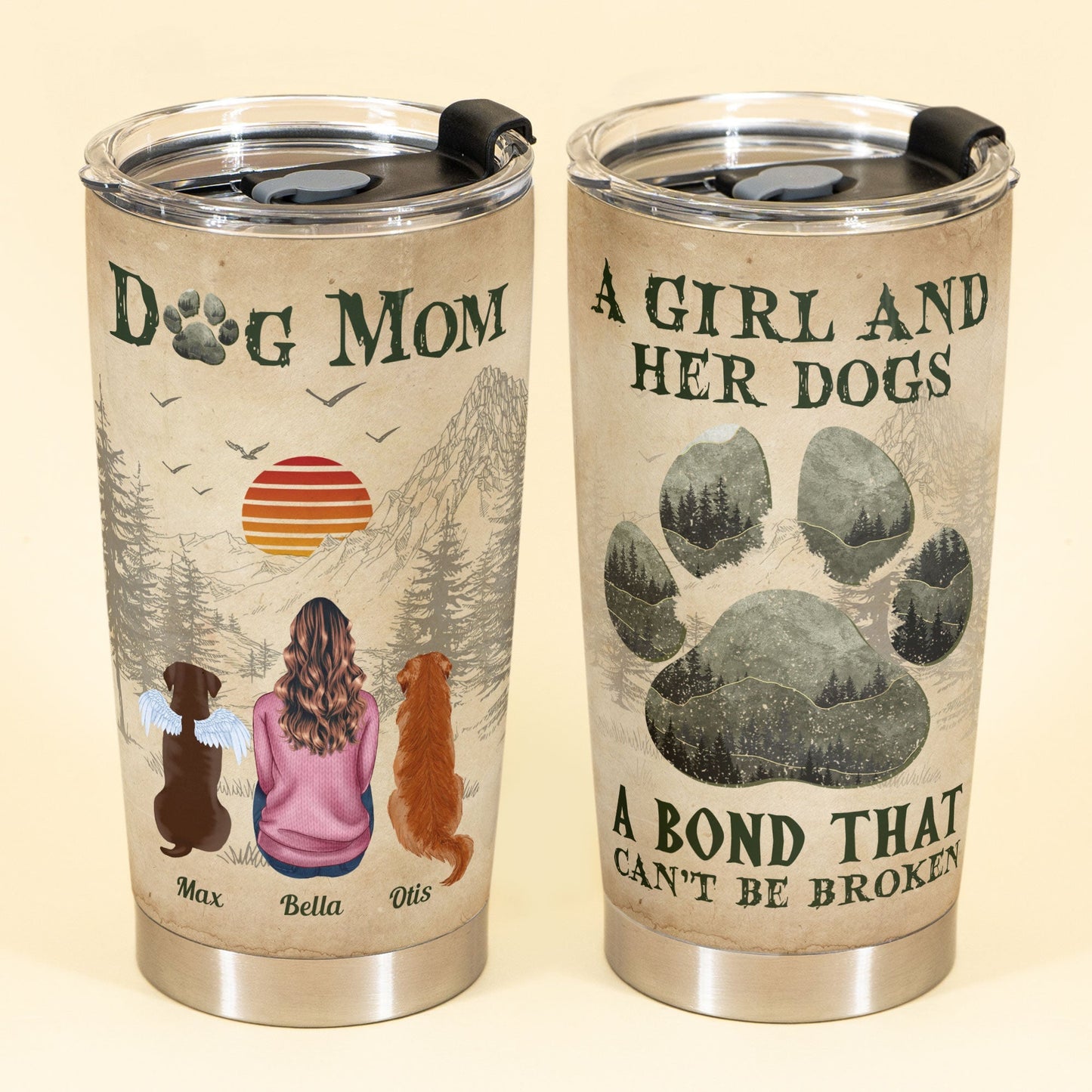 A Girl And Her Dogs Unbreakable Bond - Personalized Tumbler Cup
