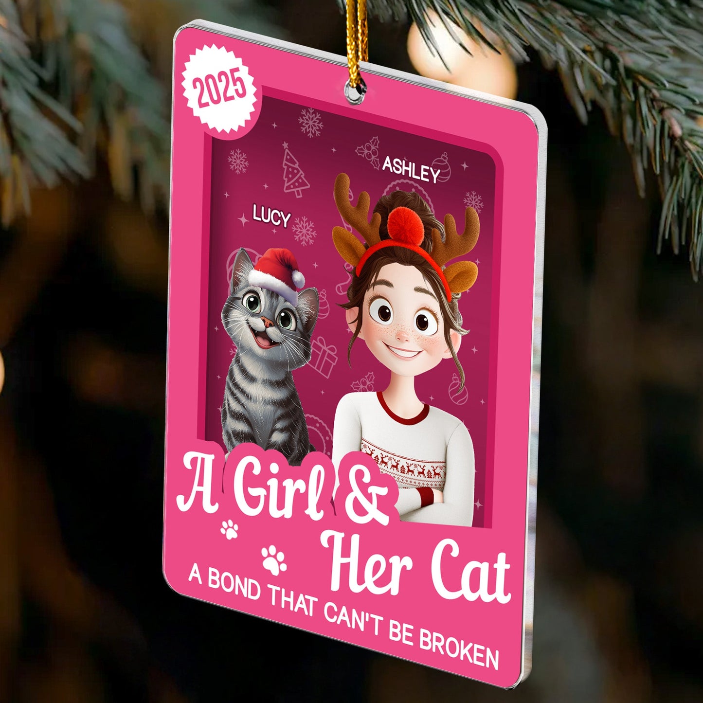 A Girl & Her Cats Has Unbreakable Bond Toy Box - Personalized Acrylic Ornament