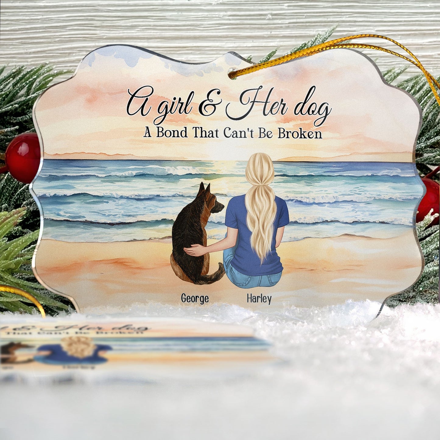 A Girl & Her Dog A Bond That Can't Be Broken - Personalized Acrylic Ornament