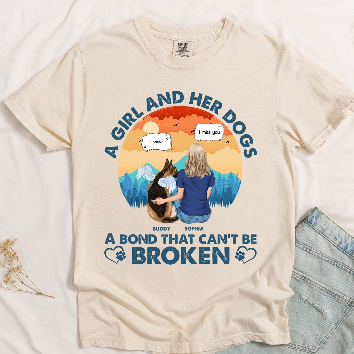 A Girl & Her Dog A Bond That Can't Be Broken - Personalized Comfort Tee