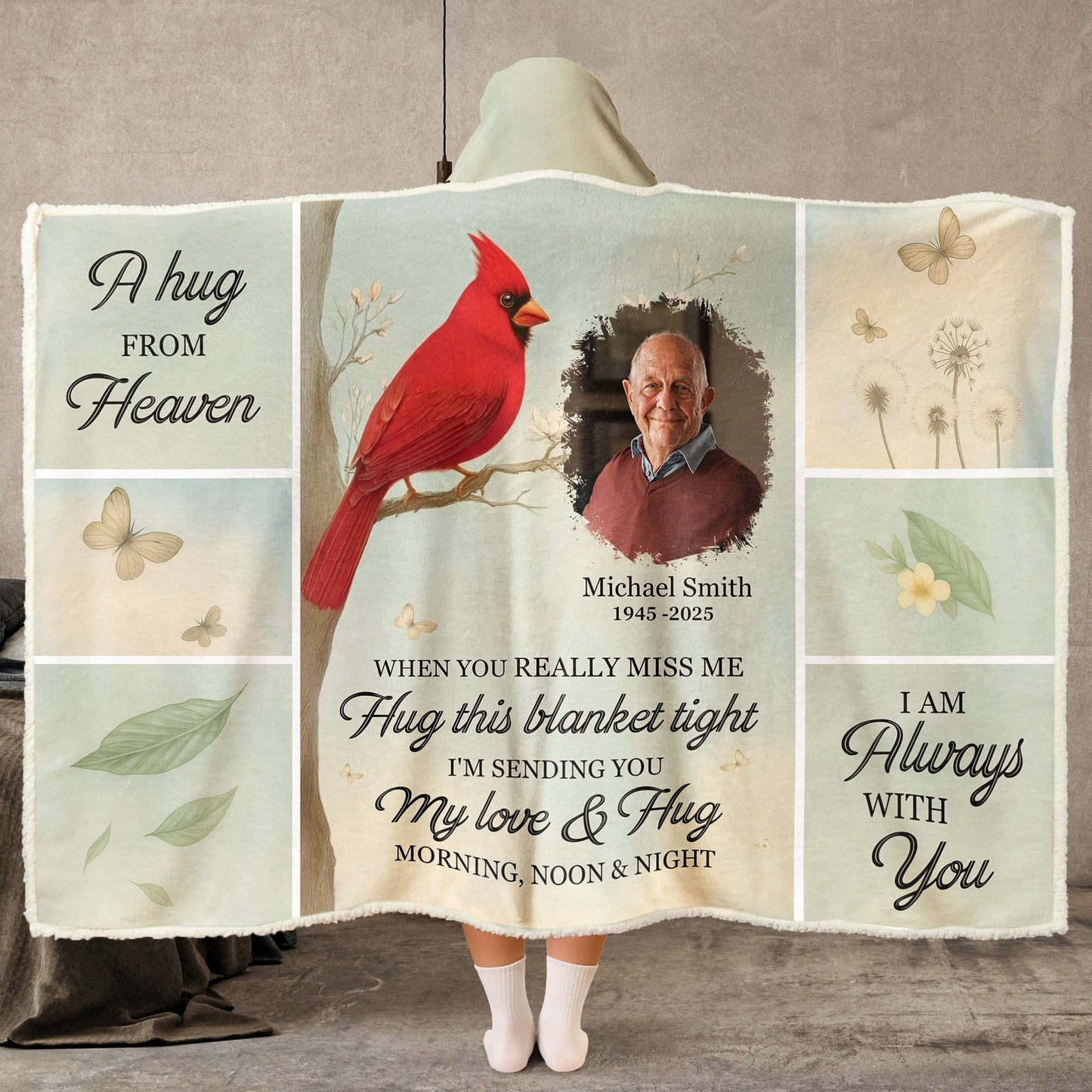 A Hug From Heaven I'm Always With You - Personalized Photo Wearable Blanket Hoodie