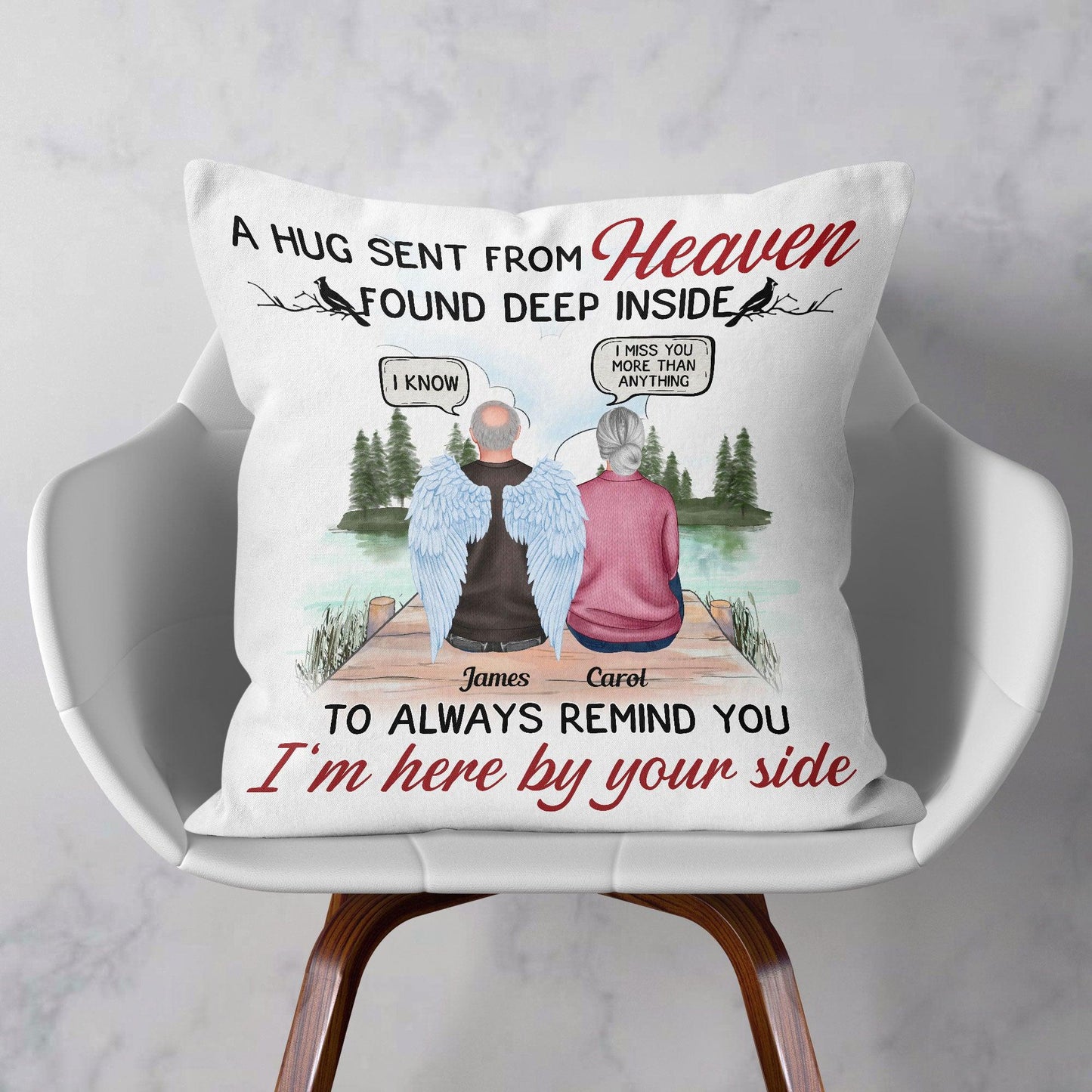 A Hug From Heaven - Personalized Memory Pillow (Insert Included) - Memorial Gift For Family Members