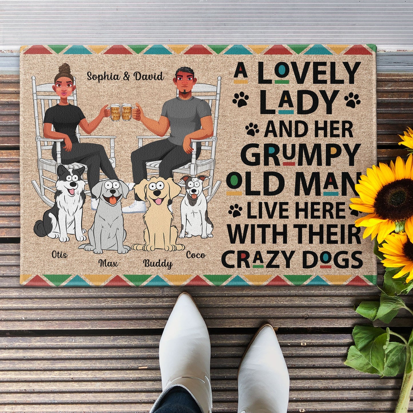 A Lovely Lady And A Grumpy Old Man Live Here - Personalized Doormat