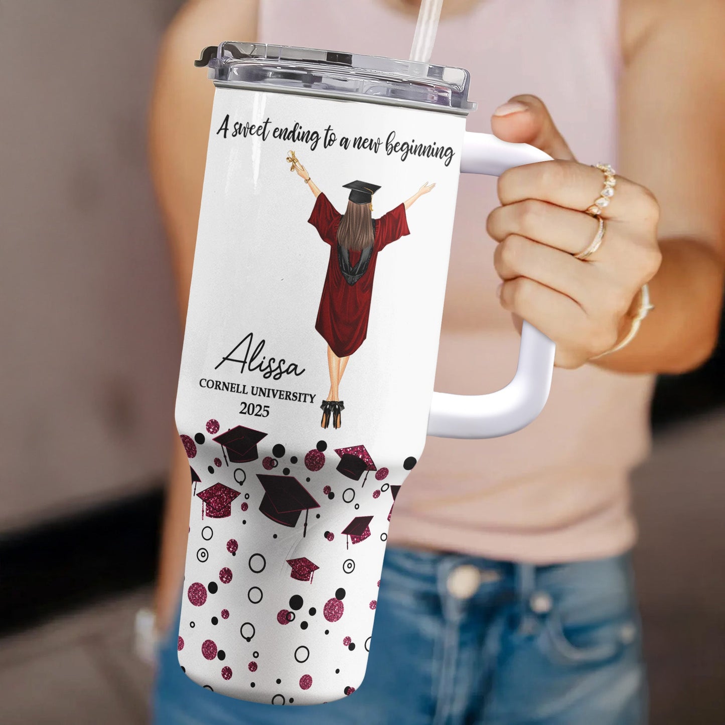 A Sweet Ending Graduation Gifts - Personalized 40oz Tumbler With Straw